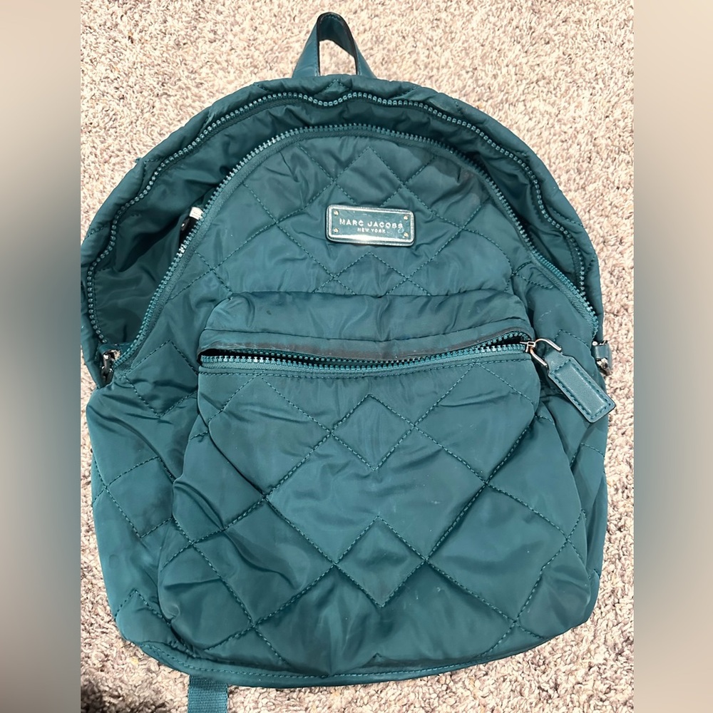 Marc Jacobs Teal Quilted Backpack with Front Pocket